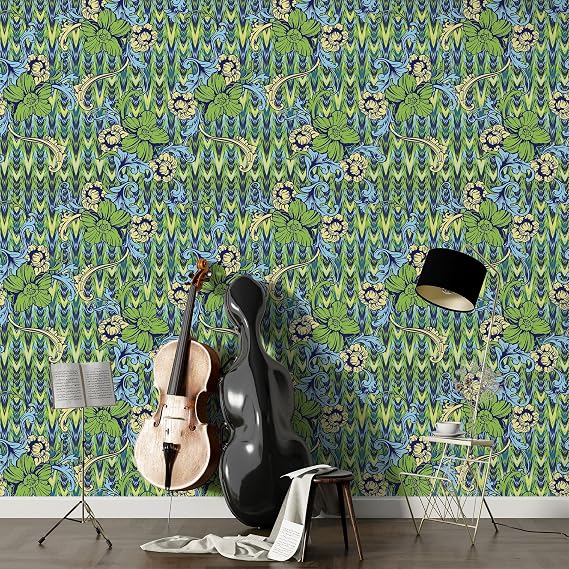 William Morris Soyut Çiçek Desenli Duvar Kağıdı, Kendinden Yapışkanlı Çok Amaçlı PVC Folyo, DIY Duvar Kağıdı (66x264 cm)