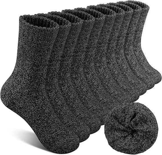 FRESBEIT 5 Pairs Wool Socks - Men's Winter Thermal Crew Socks, Soft, Warm, Fit US 7-13