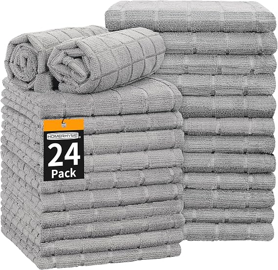 Hand Towels for Bathroom, 24 Pack 25''*15'' Microfiber Grey Bath Hand Towels, Quick Dry Lint Free Soft Absorbent Bulk Washcloths Decorative Fingertip Towels for Hotel Travel Kitchen